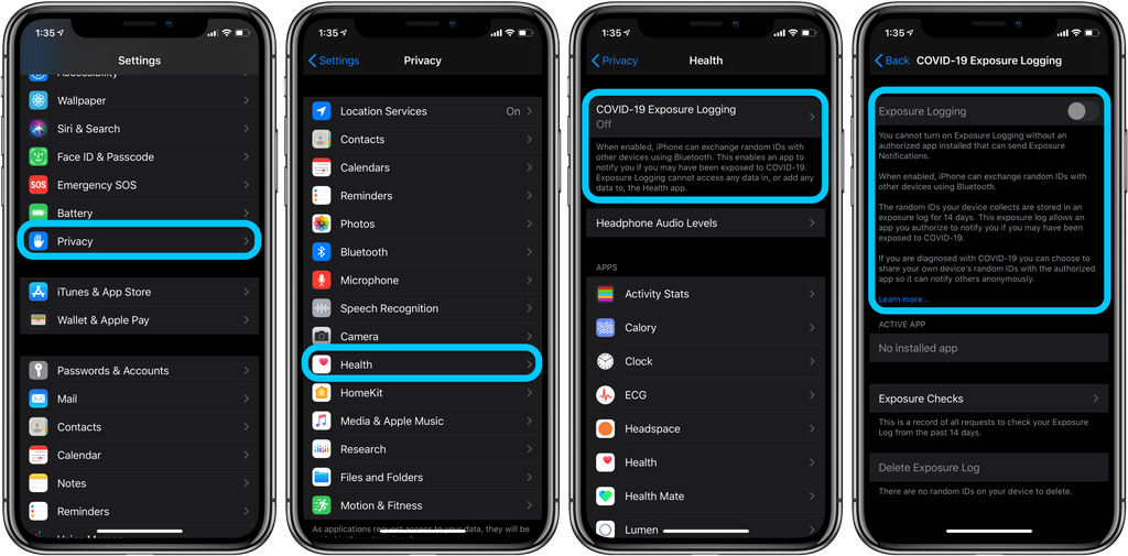 ردیابی کرونا توسط گوشی های آیفون نسخه iOS 13.6.1